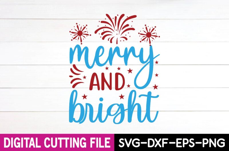 merry and bright svg design,cut file design