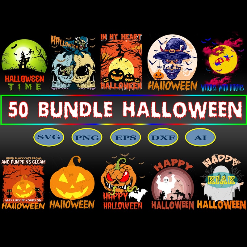 Halloween SVG 50 Bundle, T shirt Design Halloween SVG 50 Bundle ...