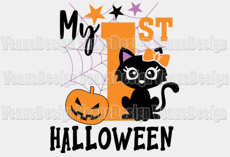 My First Halloween Baby Cat Editable Shirt Design