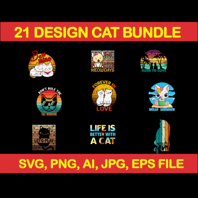 Cat bundle svg, cat svg, black cat svg, cat design, design cat bundle, cat vector, cat funny, cat design