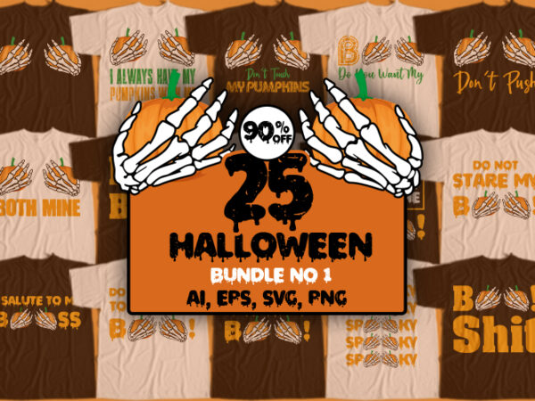 25 halloween t-shirt design bundle