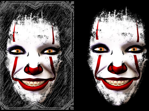 Horror style face clown graphic t shirt