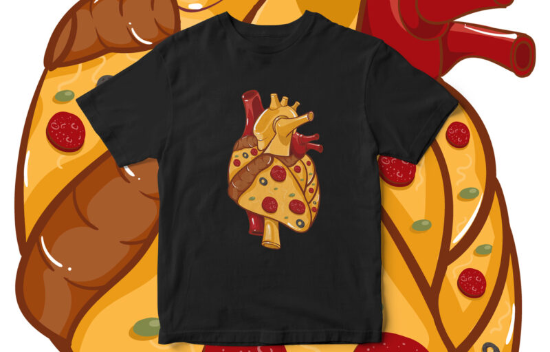 Pizza Heart, Pizza Lover, Pizza T-shirt design, Pizza Vector, Italian Pizza Vector, American Pizza, Pizza Designs, Pizza Png, Pizza Heart Png