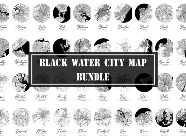 Black water city map bundle t shirt template