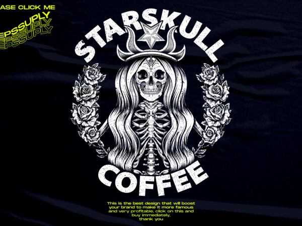 Starskull halloween coffe brand parody t shirt template vector