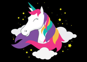 Unicorn In The Clouds t shirt vector graphic