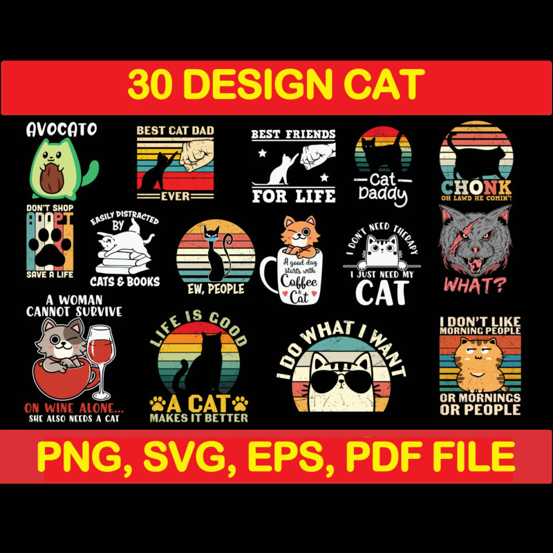 Cat bundle svg, cat svg, black cat svg, cat design, design cat bundle, cat vector, cat funny, cat design