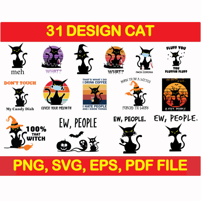 Cat bundle svg, cat svg, black cat svg, cat design, design cat bundle, cat vector, cat funny, cat design