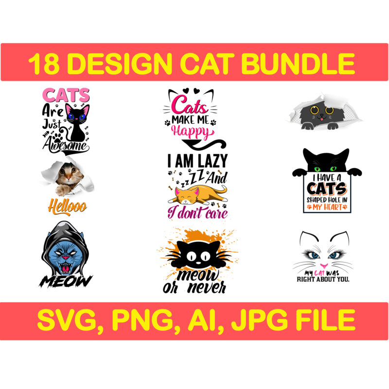 Cat bundle svg, cat svg, black cat svg, cat design, design cat bundle, cat vector, cat funny, cat design