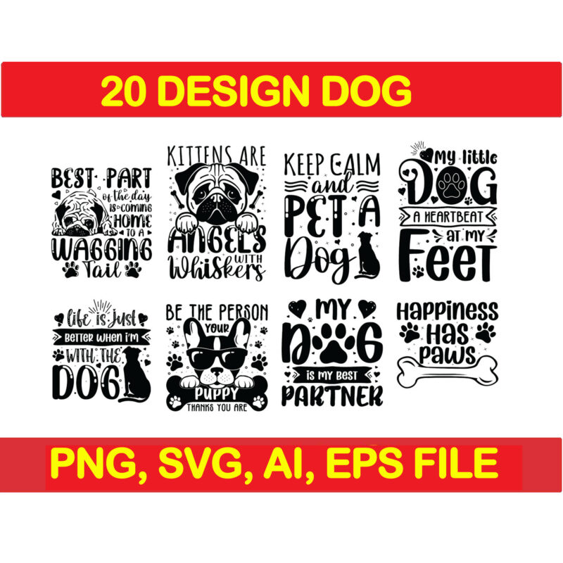 Bundle dog svg, dog svg files for cricut, pet svg bundle, dog quotes bundle, dog mom, dog lovers svg, puppy Svg, Pug dog, Bull dog svg