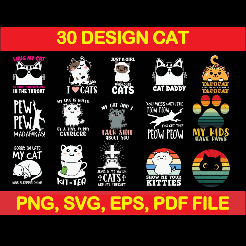 Cat bundle svg, cat svg, black cat svg, cat design, design cat bundle, cat vector, cat funny, cat design