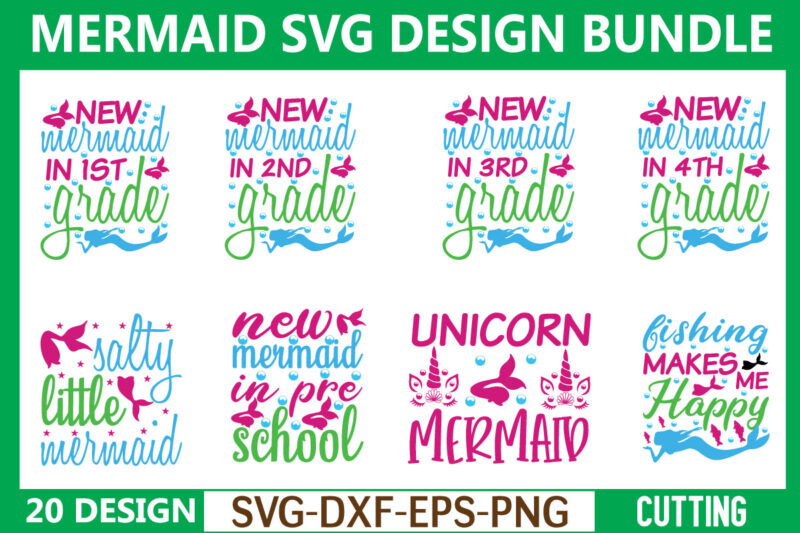 Mermaid svg bundle t shirt designs for sale