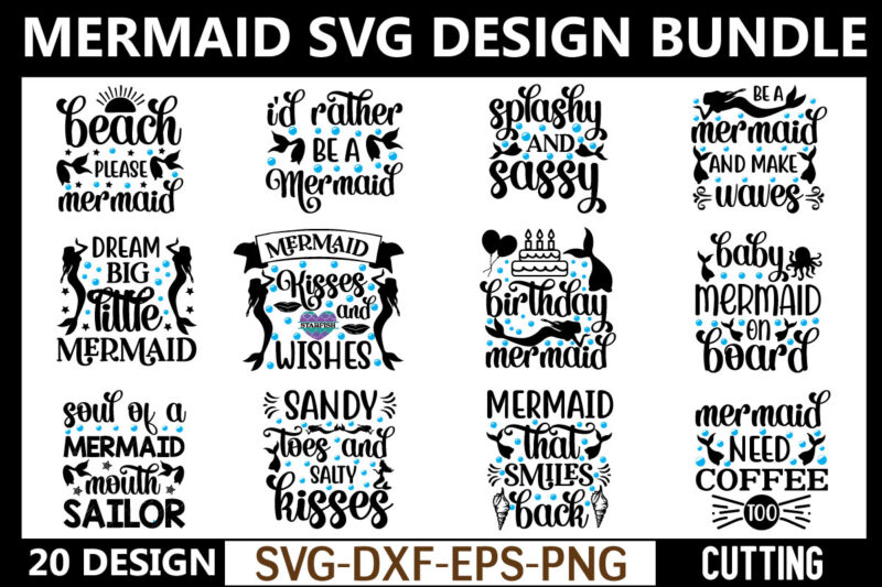 Mermaid svg bundle t shirt designs for sale