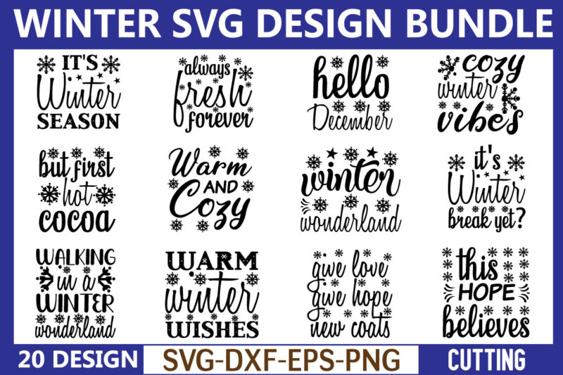 Winter SVG Design bundle for sale!