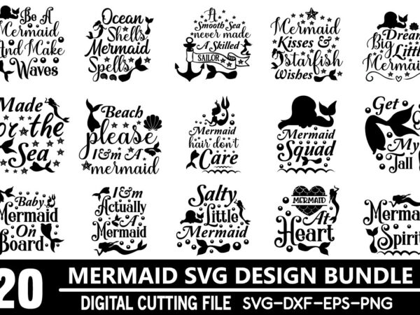 Mermaid svg bundle t shirt designs for sale