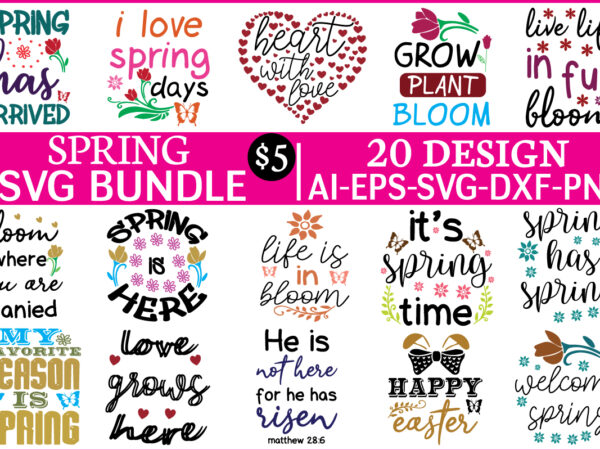 Spring svg bundle t shirt template vector