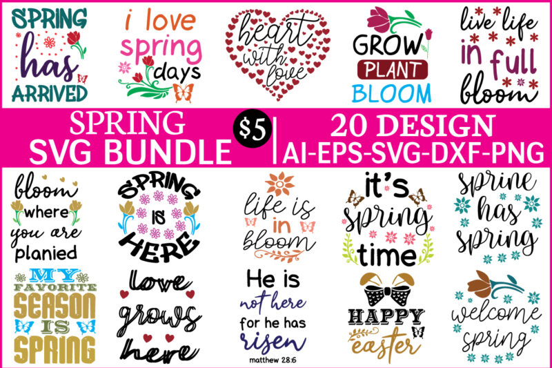 Spring svg bundle t shirt template vector