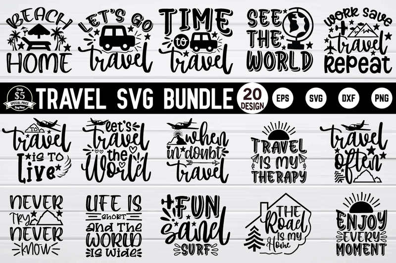 Travel SVG Design Bundle t shirt vector file - Buy t-shirt designs