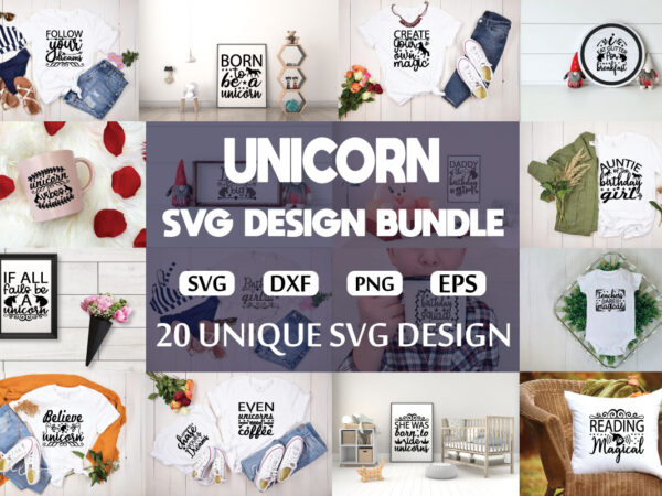 Unicorn svg design bundle for sale!