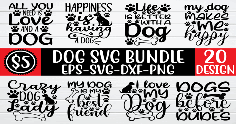 Dog Svg Bundle T Shirt Vector Illustration - Buy T-shirt Designs