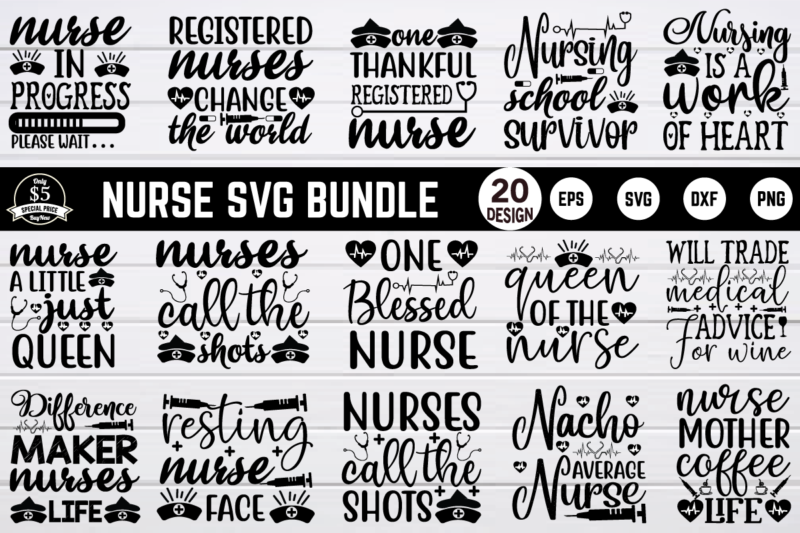 Nurse svg bundle t shirt vector artwork