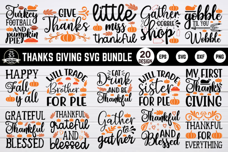 Thanksgiving svg bundle t shirt designs for sale