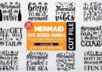 Mermaid svg bundle t shirt designs for sale