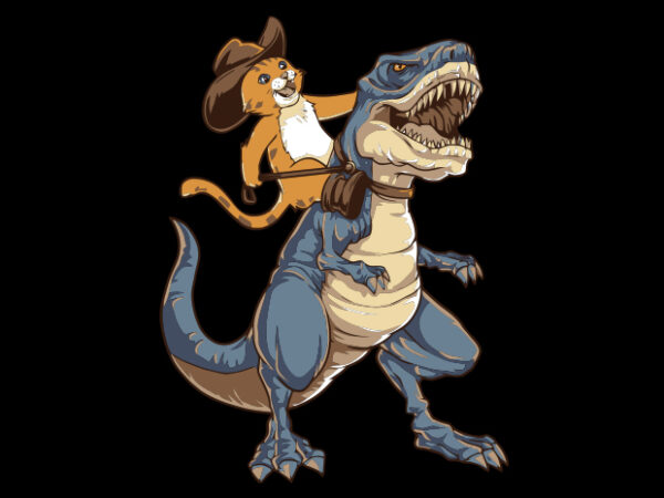 Cat cowboy riding dinosaur t shirt vector file