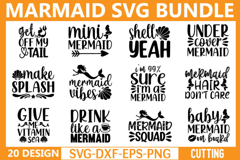 Mermaid svg bundle t shirt designs for sale