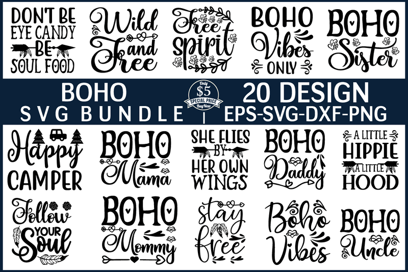 Boho SVG Design Bundle - Buy t-shirt designs