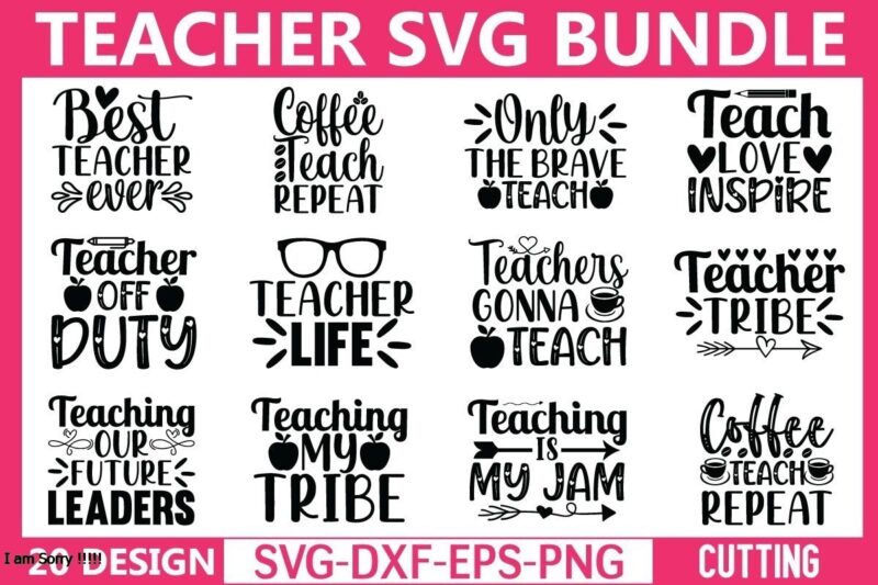 Teacher svg bundle t shirt designs for sale