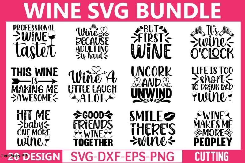 Wine svg bundle t shirt design for sale