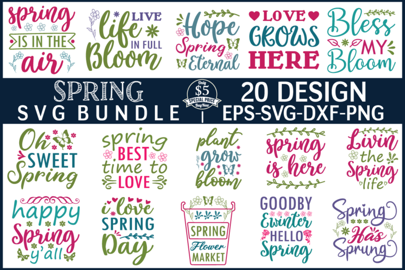 Spring svg bundle t shirt template vector