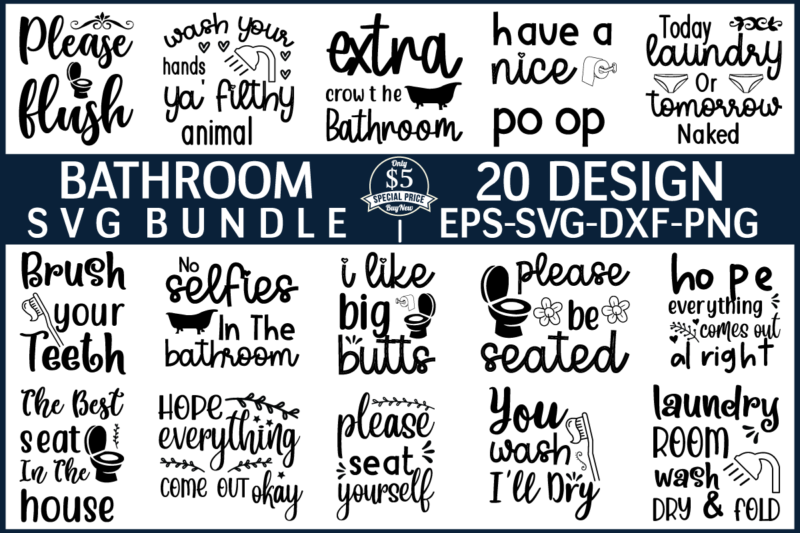 Bathroom svg Bundle for sale!