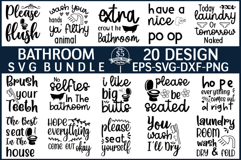 Bathroom svg Bundle for sale! - Buy t-shirt designs