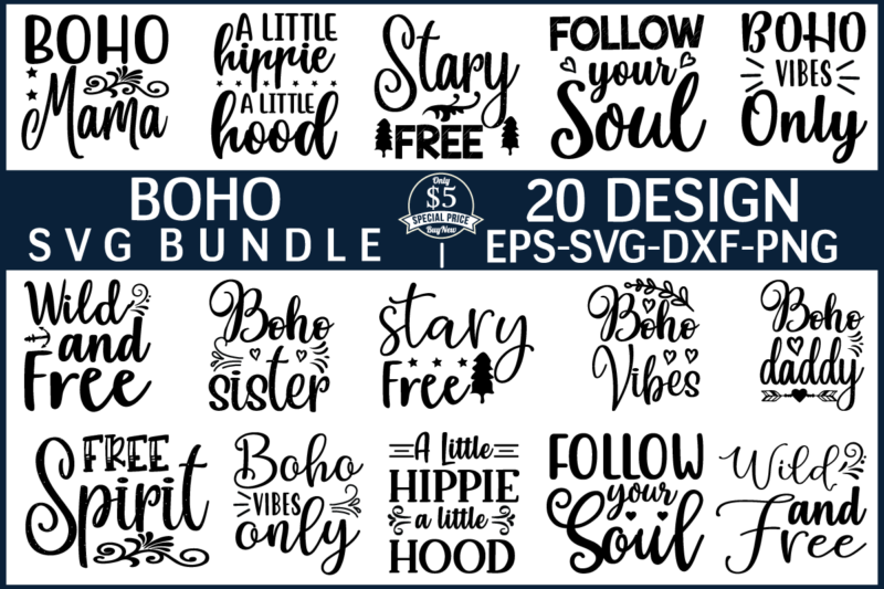 Boho SVG Design Bundle For Sale!