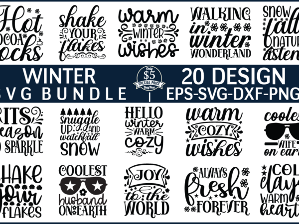 Winter svg design bundle for sale!