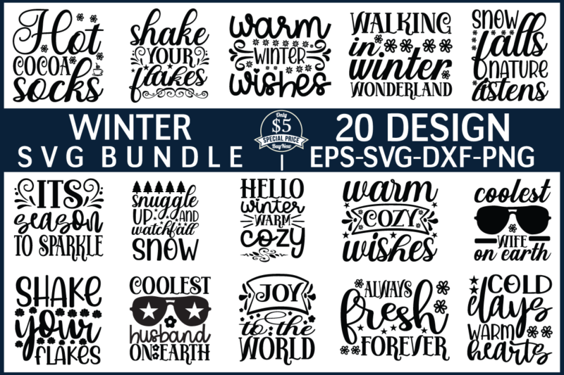 Winter SVG Design bundle for sale!