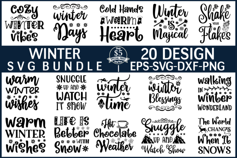 Winter SVG Design bundle for sale!