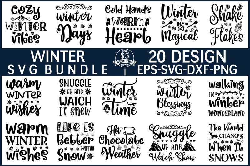 Winter SVG Design bundle for sale! - Buy t-shirt designs