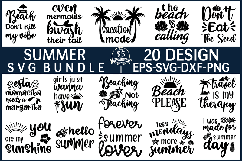Summer svg bundle t shirt template vector - Buy t-shirt designs