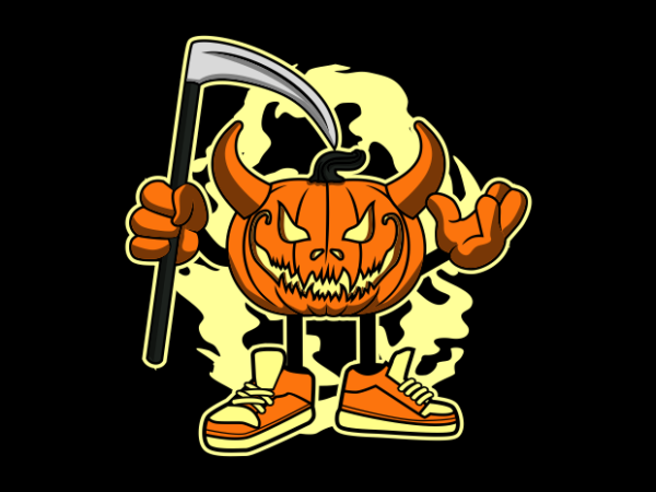 Devil pumpkin t shirt vector illustration