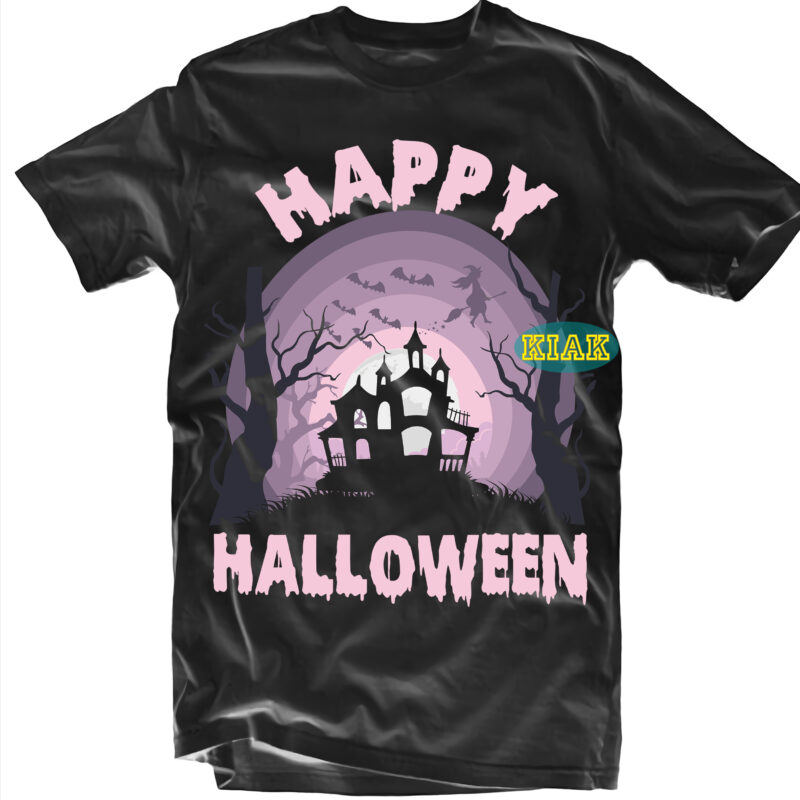 Pack 1 design 6 versions Horror house in the night Svg, Bundle Halloween, Halloween Bundle, Halloween SVG Bundles, Halloween t shirt design