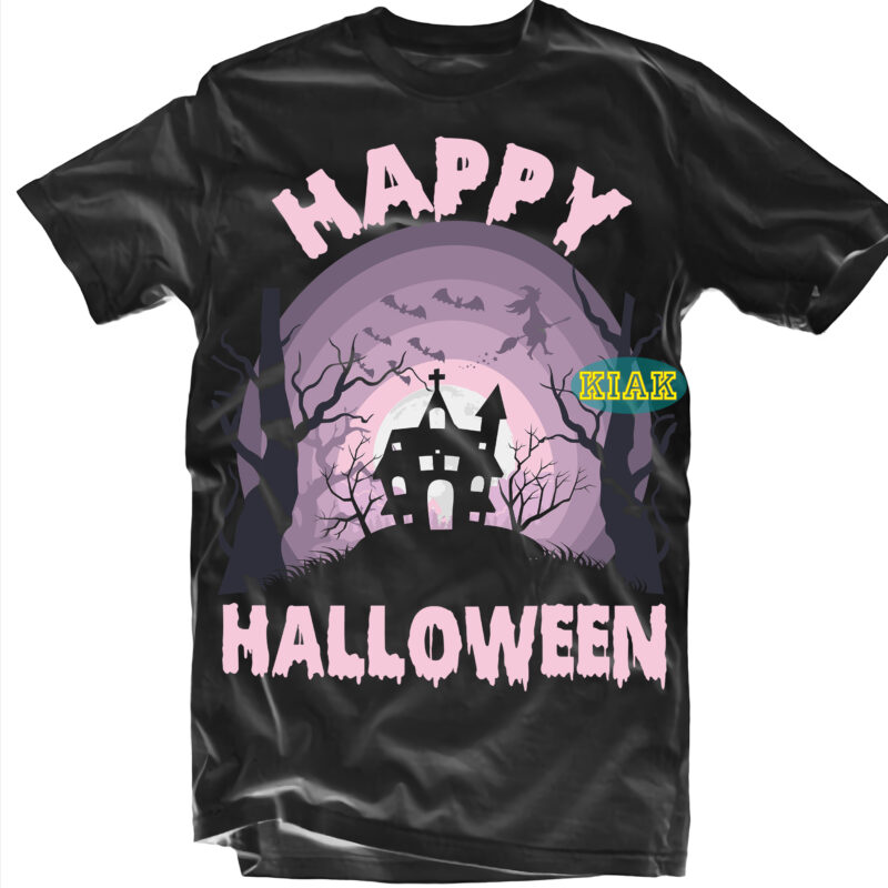 Pack 1 design 6 versions Horror house in the night Svg, Bundle Halloween, Halloween Bundle, Halloween SVG Bundles, Halloween t shirt design