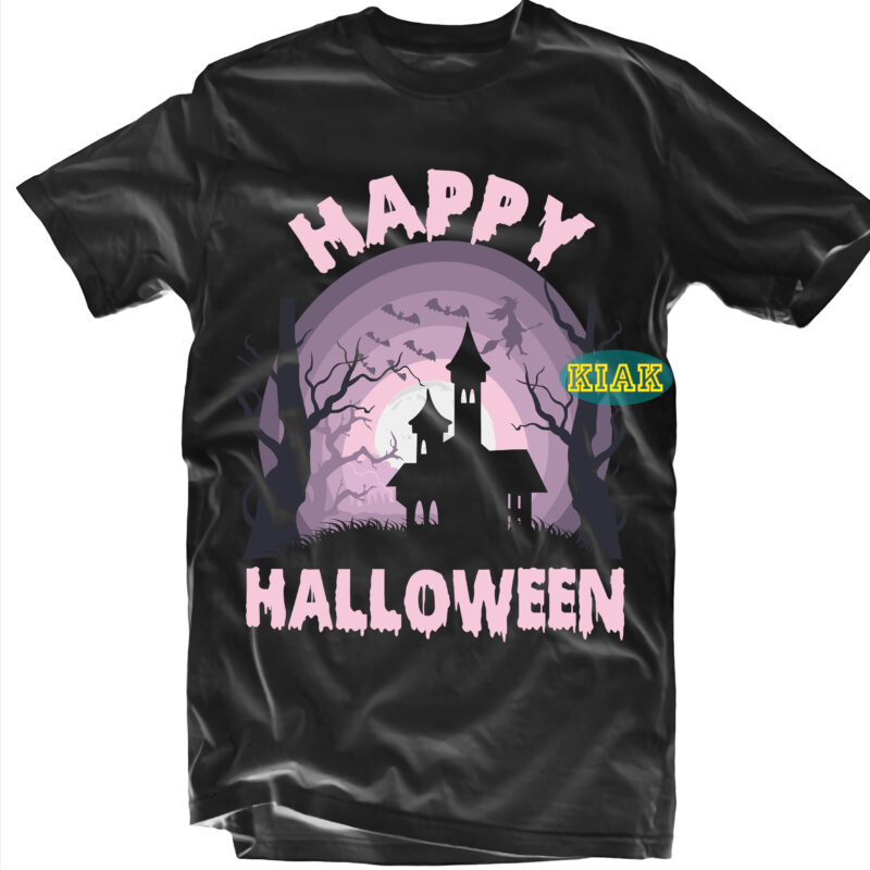 Pack 1 design 6 versions Horror house in the night Svg, Bundle Halloween, Halloween Bundle, Halloween SVG Bundles, Halloween t shirt design