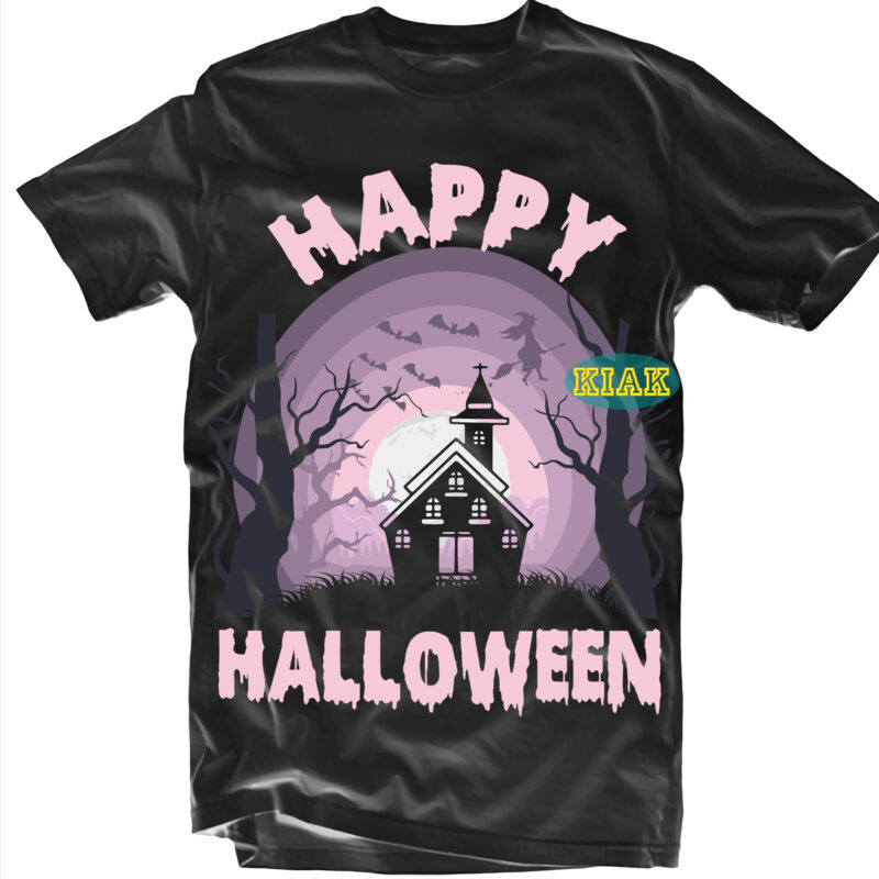 Pack 1 design 6 versions Horror house in the night Svg, Bundle Halloween, Halloween Bundle, Halloween SVG Bundles, Halloween t shirt design