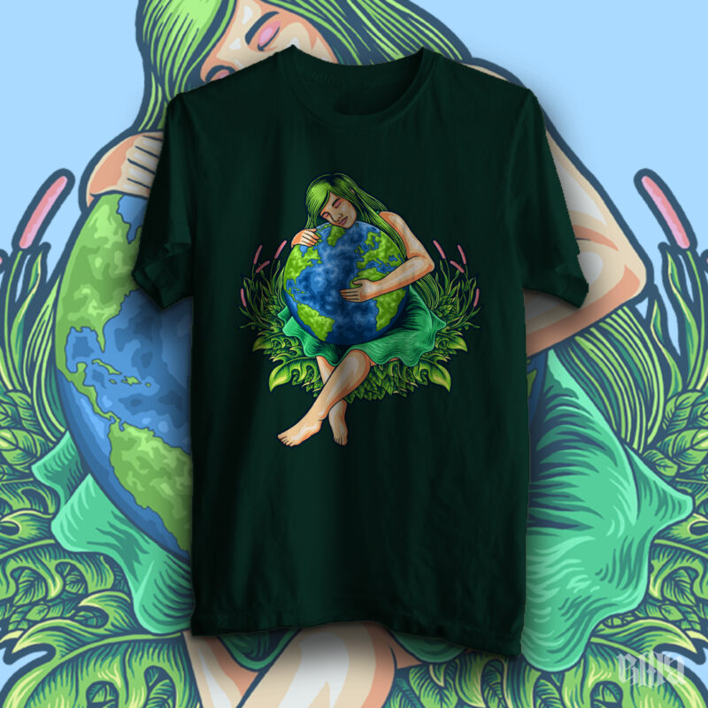 mother earth illustration t-shirt design