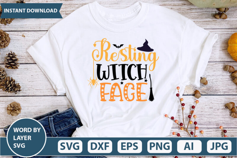 Resting witch face SVG Vector for t-shirt