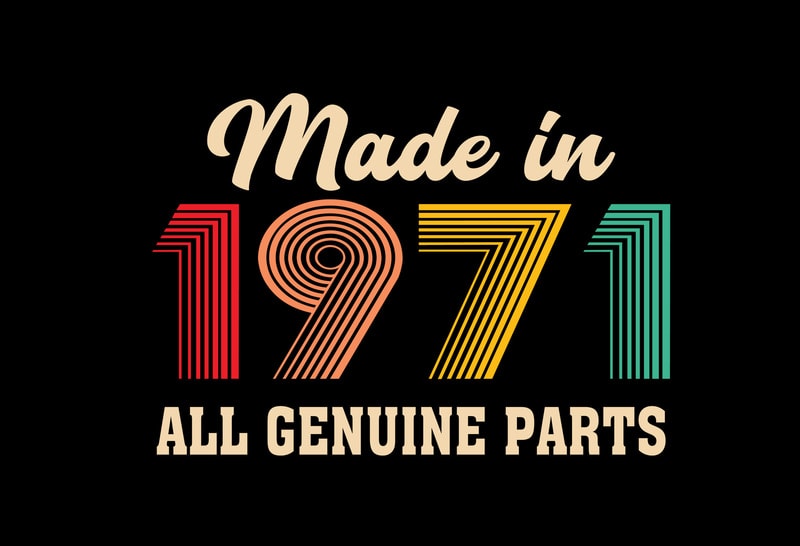 Made In 1971 All Genuine Parts Editable Tshirt Design - Buy t-shirt designs