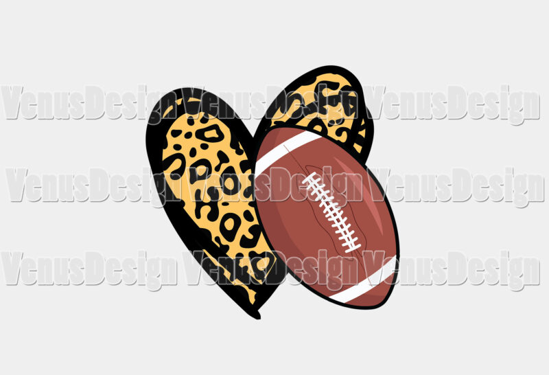 Football Love Heart Leopard Print Editable Tshirt Design